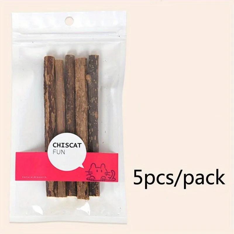 5Pc/Set Cat Cleaning Teeth Pure Natural Catnip Cat Molar Toothpaste Stick Silvervine Actinidia Fruit Matatabi Cat Snack Stick