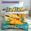 3pcs Custom Name Pokémon Pikachu Bedding Set,Includes 1 Duvet Cover and 2 Pillowcases,All-season Bedroom Decor