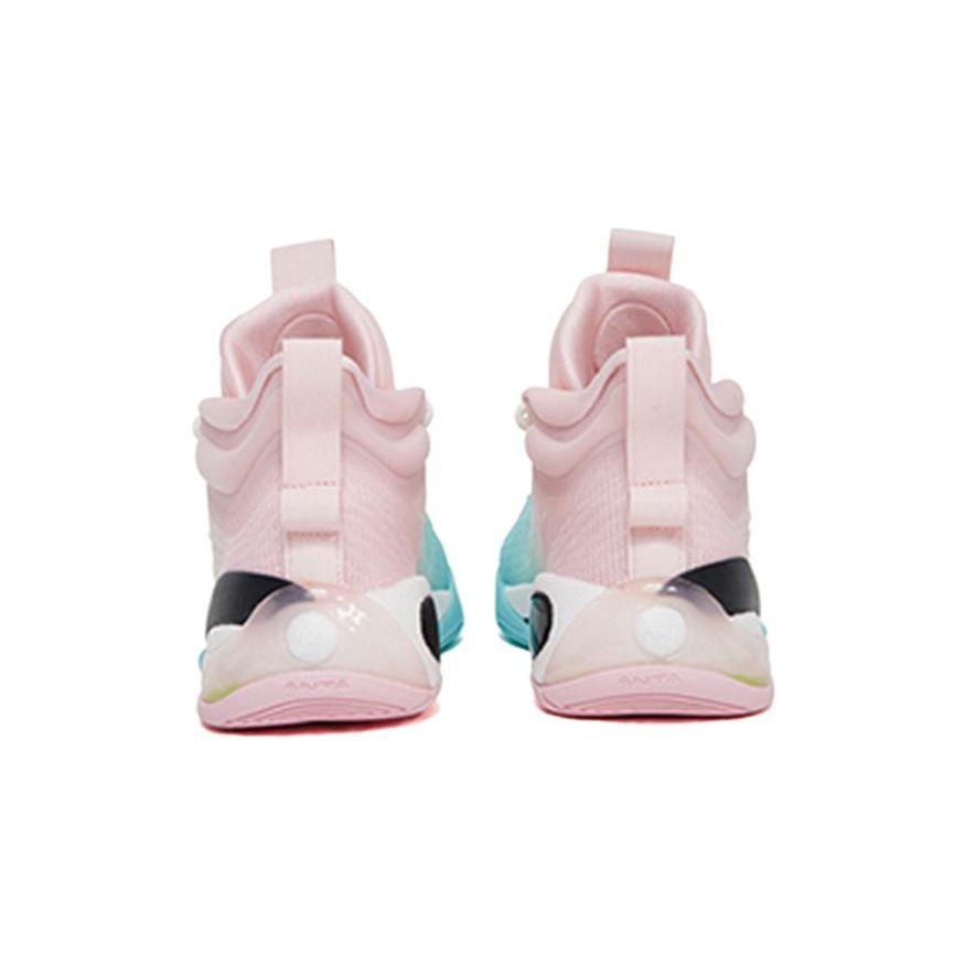 Anta Детские баскетбольные кроссовки KT7 Nitrogen Technology Professional с нескользящей подошвой и износостойкой поддержкой, детские баскетбольные кроссовки синего и розового цвета 312221130-3