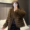 2024 зима новая шуба из искусственной норки с V-образным вырезом короткая экологически чистый мех интегрированный мех высококачественное пальто для женщин