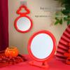 Vintage Wall-Mounted Red Vanity Mirror for Bedroom or Bridal Table