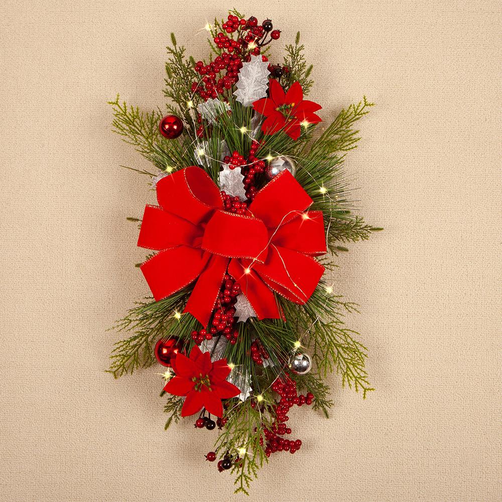 Christmas Staircase Wreath Floor Hanging Bow Pendant Decoration Christmas Nordic Home Style