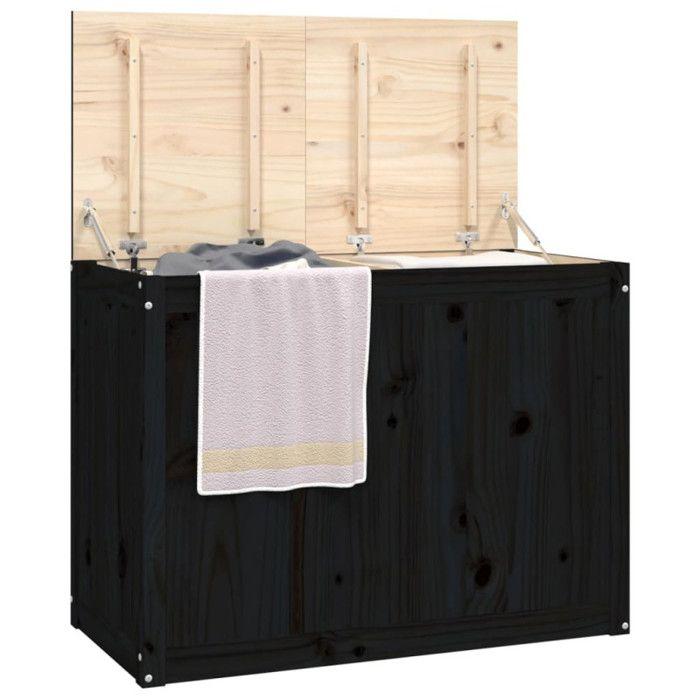 VidaXL Boîte à linge Noir 88,5x44x66 cm Bois massif de pin 823573