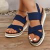 Мода 2025 Сандалии больших размеров Летняя повседневная обувь для женщин Удобные нескользящие сандалии для ходьбы Слипоны Эластичная ткань Женская обувь