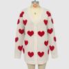 Autumn and Winter Women's Plus Size Sweater Valentine's Day Love Knitted Cardigan V-Neck Button Mid-Length Jacket