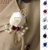 Women Men Charm Gift Pearl Beaded Bride Groom Rose Flower Corsage Brooch Wedding Boutonniere