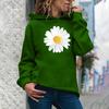 Autumn Spring Hoodie with Big Front Pocket Flower Printing Long Sleeve with Elastic Cuffs Pullover Thic Hooded Sweatshirt Daily Wear Sport Top
