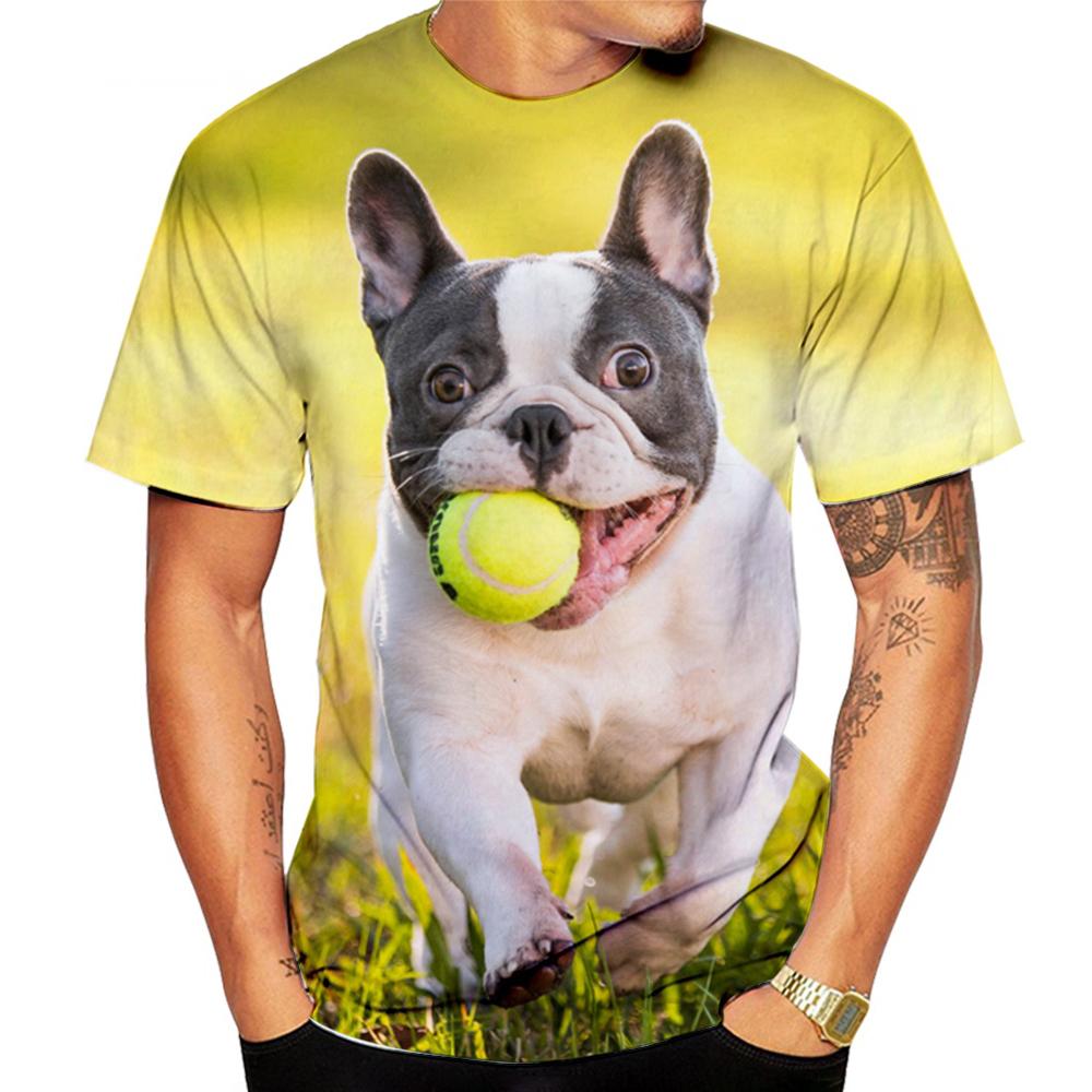 Animal French Bulldog 3D Print T Shirts Summer Men's O-Neck Short Sleeve T-shirt Oversized Streetwear Boys Kids Cute Tees Tops