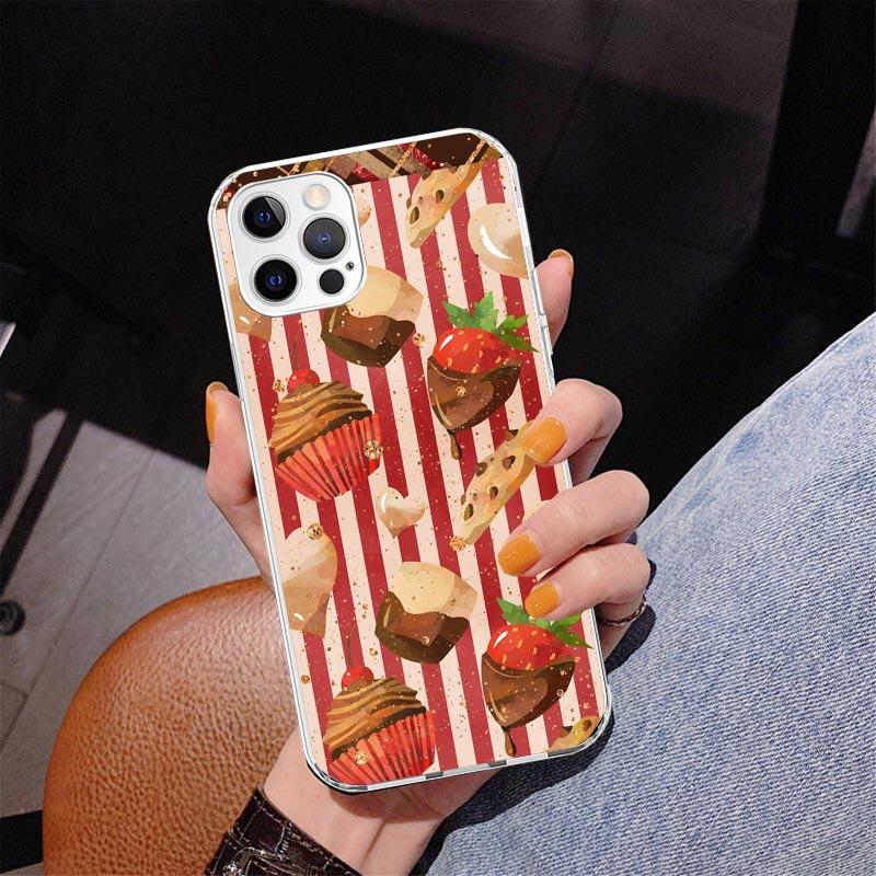 Чехол для телефона Macaron Ice Cream Cake Doughnut для iPhone 17 Air 16 Pro Max 16E 15 + 14 Plus 11 12 13 Mini 7 8 SE Подарочная печатная крышка F
