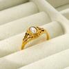 INS Vintage Court Style Baroque Pearl Ring Plated 18K Gold Stainless Steel Waterproof Pattern Engraved Ring