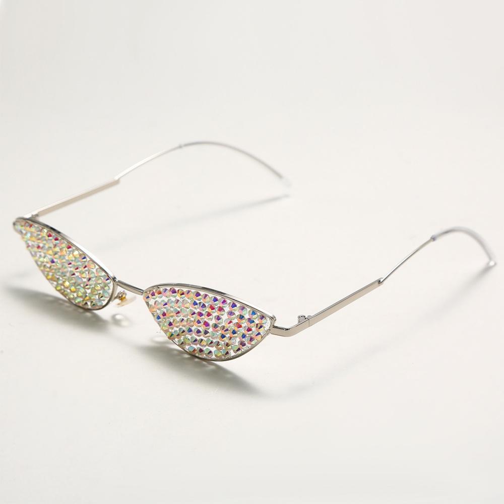 Designer man sunglasses Metal Diamond Cat Eye Decorative Trendy Small Frame Ocean Lens Fashionable Special Decoration Glasses