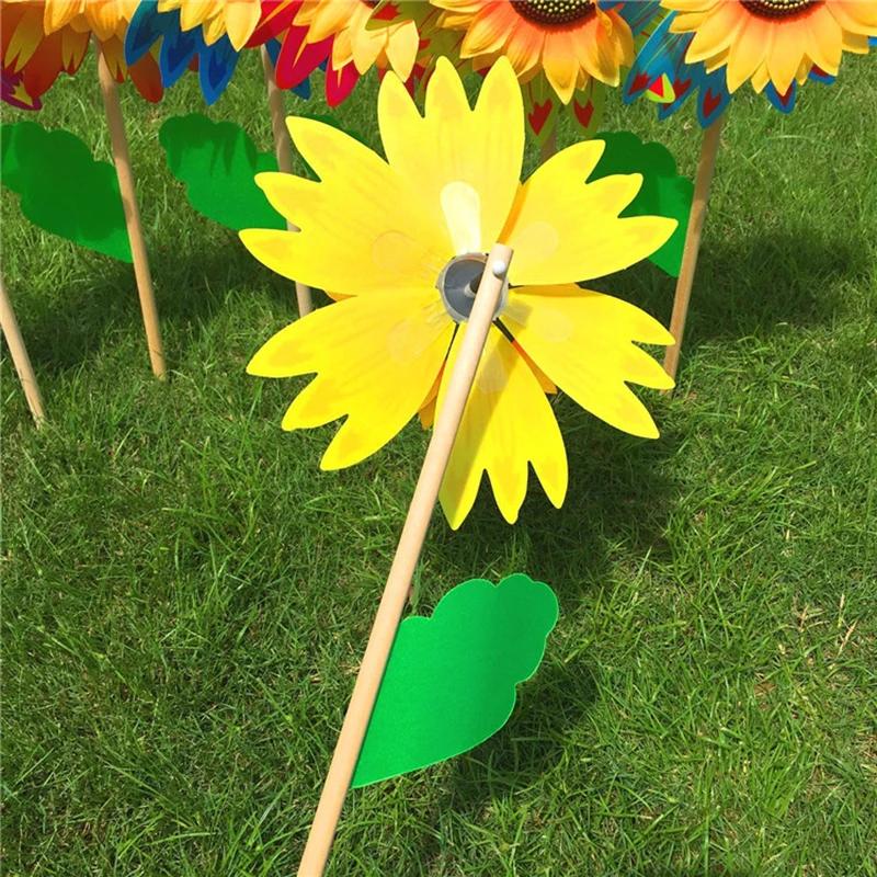 Colorful Sunflower Windmill Wind Turbine Garden Yard Decor For Lawn Garden Party Decoration Outdoor Camping Picnic