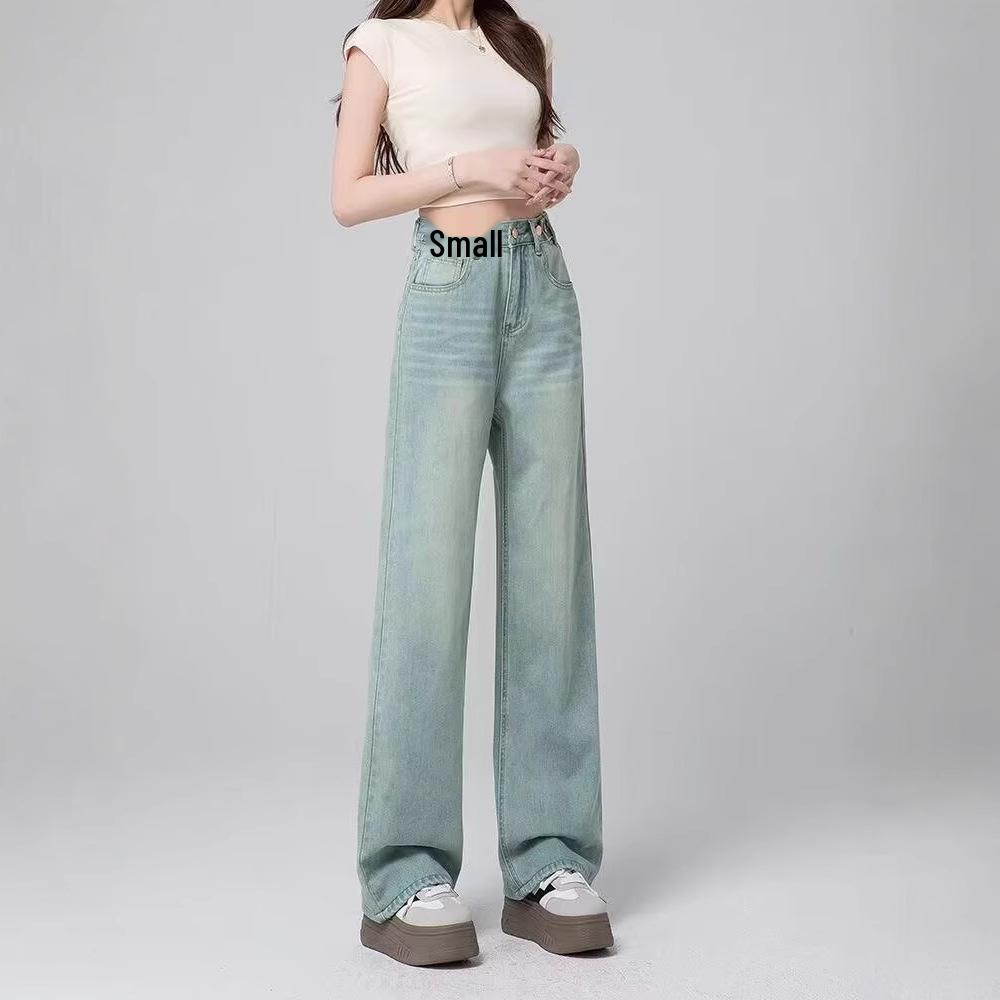 Women's Light High-Waist Wide-Leg Jeans - 2024 Versatile, Slimming, Petite Fit, Straight and Loose Long Pants