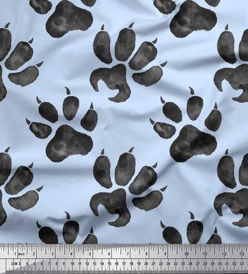 Синяя японская креп-сатиновая ткань с трафаретом льва, ткань с животным принтом, по метрам, 42 дюйма