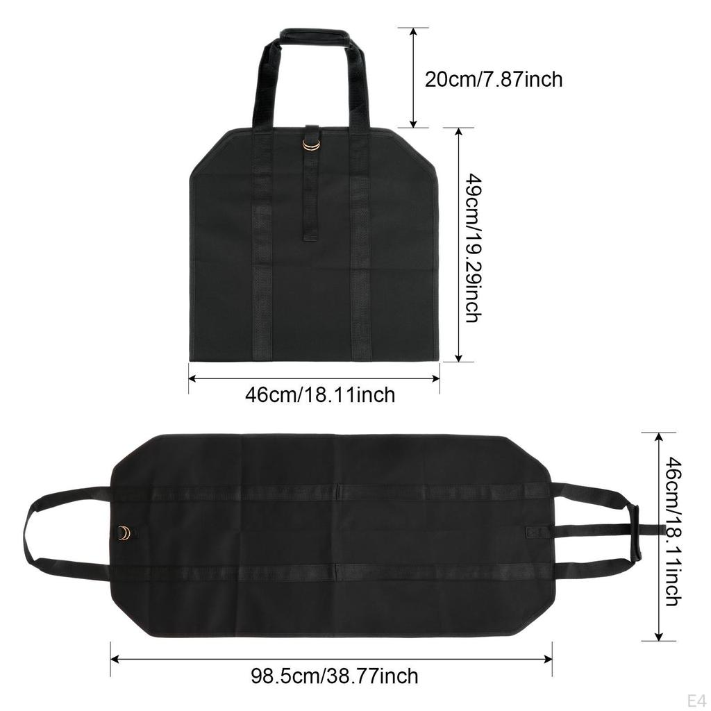 Сумка для дров с ручками, деревянным регулируемым ремнем, держателем для дров.