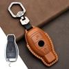 Leather Car Key Cover Case Fob For Mercedes Benz E300l C260l A200l C200l C180l Glc260 Gla200 CLS CLA CClass W202 Keychain