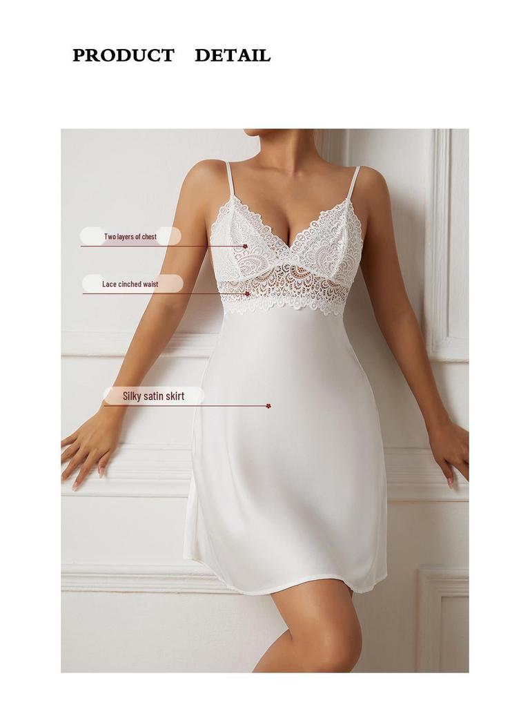 European and American Satin Lace Camisole Nightdress - Women's Homewear 547