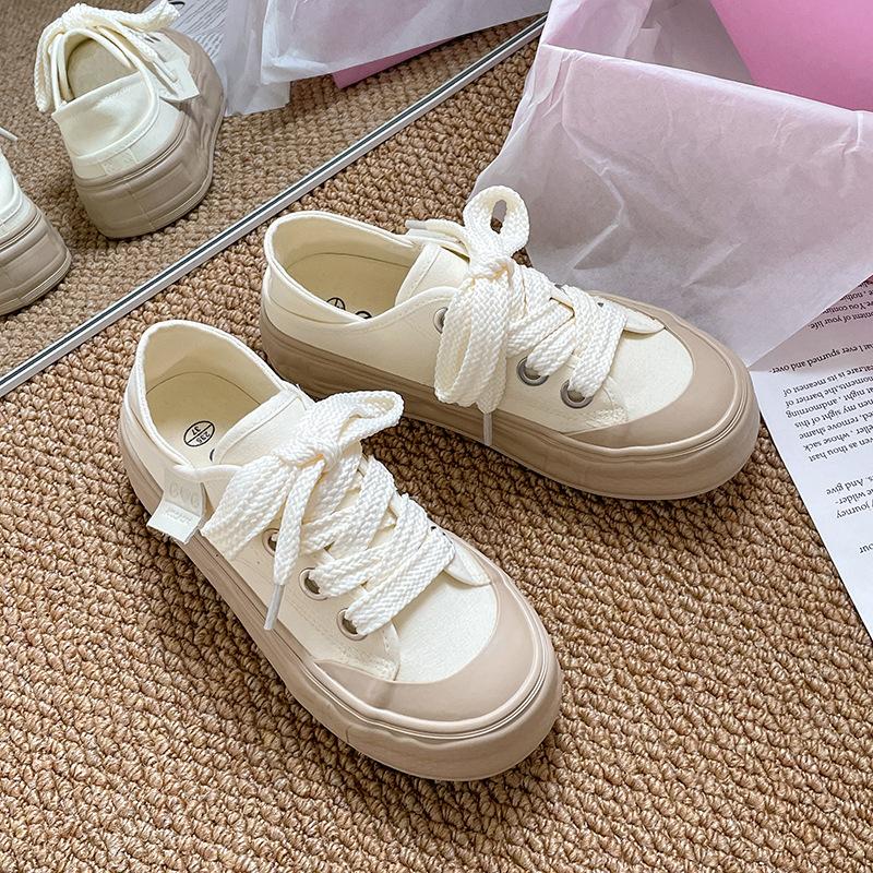 Растворенные парусиновые туфли женские двухслойные туфли Tide Niche Design с круглой головкой Lazy One Pedal парусиновые белые туфли