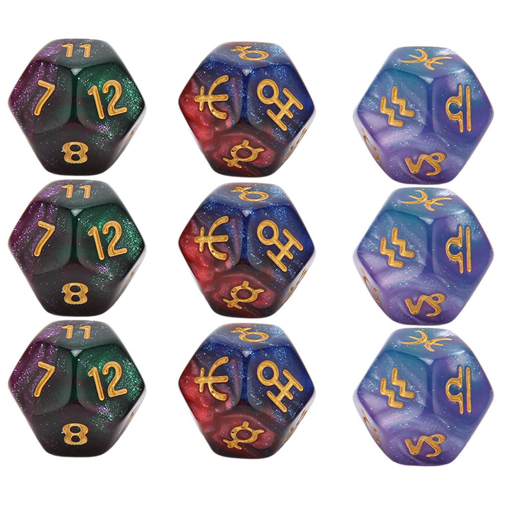 9PCS Polyhedral Dice Set Waterproof Plastic Lightweight Portable Table Gaming Dices for Travel