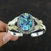 Abalone Shell Gemstone Bangle 925 Sterling Silver Cuff Bracelet 18K Gold Plated Bangle Butterfly Jewelry Adjustable Bangles Handmade Bangle