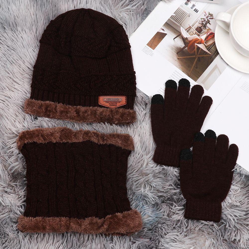 Mens Girl Knitted Winter Warm Neck Warmer Beanie Hat Hat Scarf Gloves Set And Neck Scarf