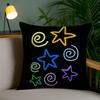 Abstract Star Art Cushion Cover Plush Fabric DoubleSided Printed Invisible Zipper Sofa Pillow Case Home Bedroom Decor