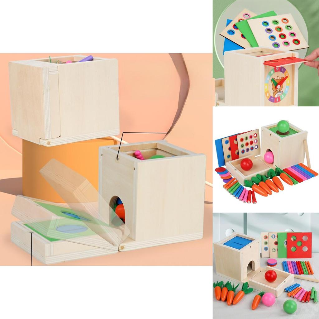 Montessori Sixinone Wooden Puzzle Coin Box With Color Matching For Preschool Learning