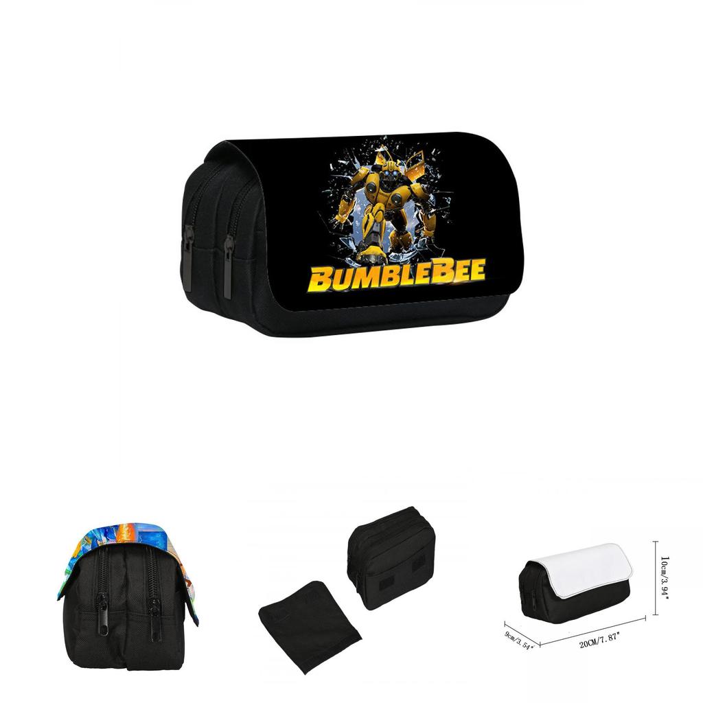 Transformers Pattern Double Layer Flip Cover Stationery Storage Pencil Bag For Student Stationery Organizer