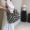 Commuter Large-capacity Straw Shoulder Bag Women's  New Popular Knitted Hollow Handbag Fashion Shoulder Bucket Bag