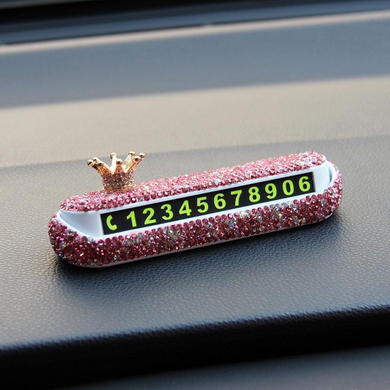 Креативная корона стразы временная парковочная карта для автомобиля карточка с номером телефона табличка с номером телефона хрустальный цветок наклейки на автомобиль