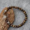 Fashion Men Natural Stone Handmade Bracelet Oval Cross Hematite Tiger Eye Stone Brass Braslet Meditation Wrap Hand Jewelry
