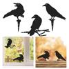 3x Metal Art Raven Garden Decoration Decorative Black Bird Silhouette Halloween Decor for Backyard