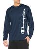 Champion Long Sleeve Crew Neck with UV Quick Script Dark Size L Men's T-Shirt Protection, Drying, Logo, Navy, (C3-XS401)