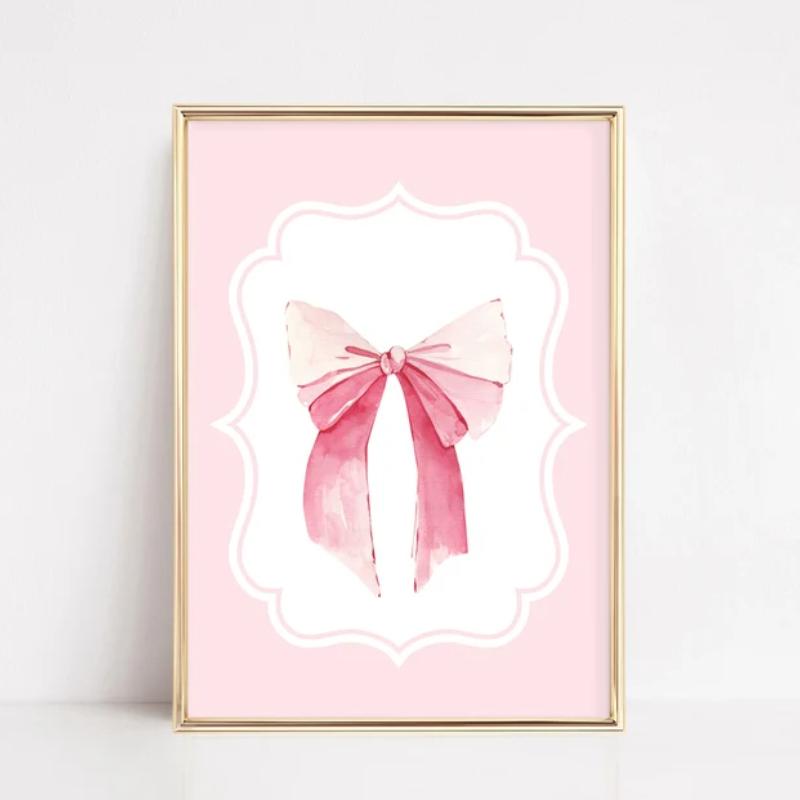 Modern Minimalist Coquette Bow Wall Art Poster Trendy Fashion Aesthetic Girl Poster Dorm Room Bedroom Living Room Home Decor