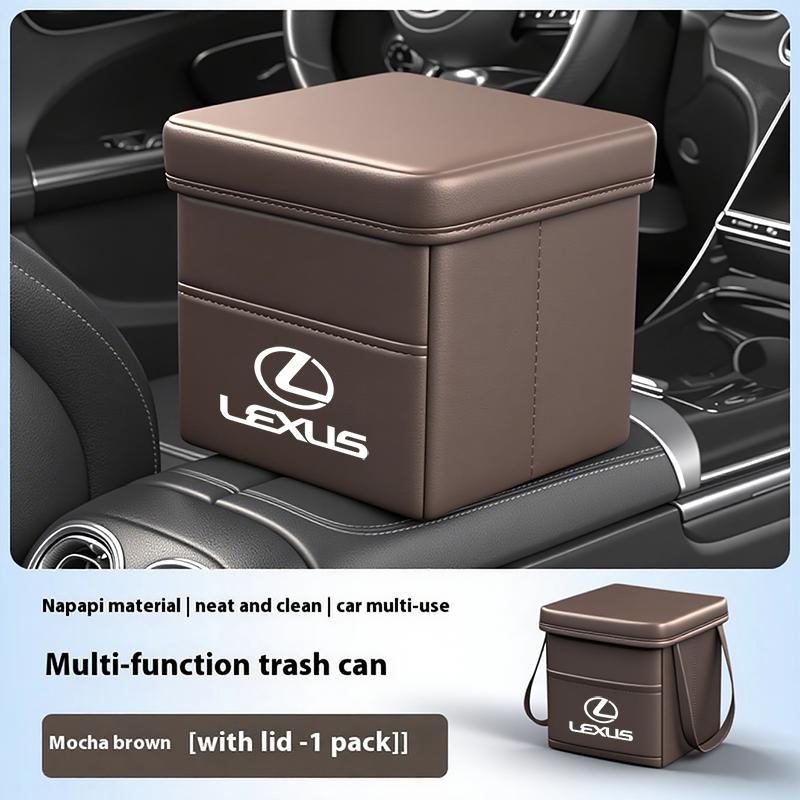 AIS1 Lexus Car Foldable Leather Storage Box Garbage Bin Accessories For Lexus F SPORT ES RX NX LS UX LM LX GX LC RZ IS CT GS RC HS SC