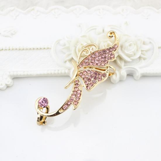 1 шт. Кафф-клипса для уха, тонкая работа, нержавеющая, ювелирное изделие, страз, крыло бабочки, кафф-клипса для уха, серьга для клуба