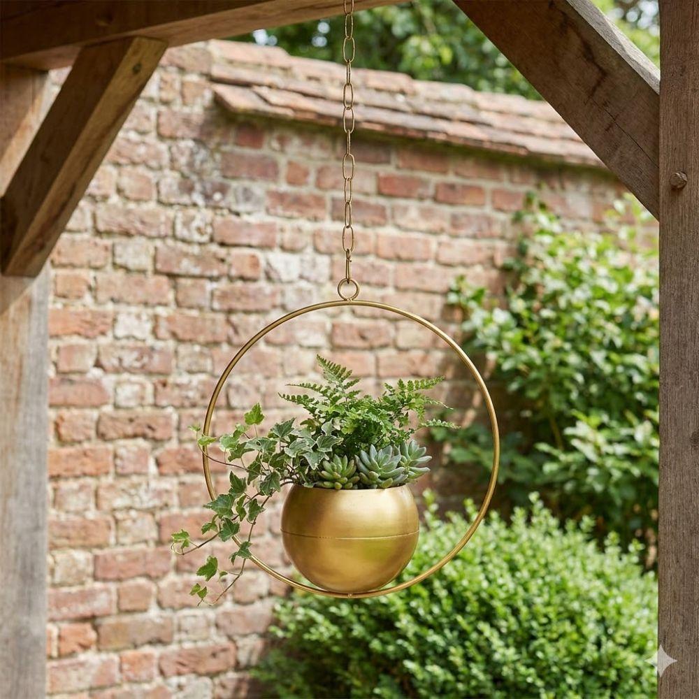 Minimalist Metal Hanging Flower Pot Iron Art Hanging Plant Bucket Balcony Decoration