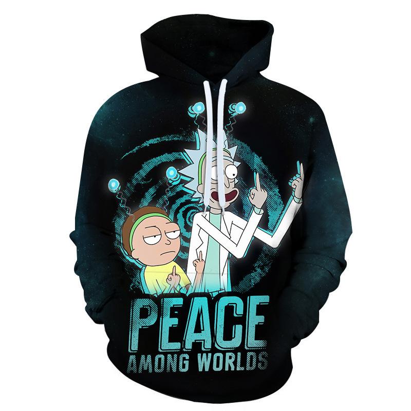Autumn 3D Animation "Rick and Morty" Printed Hoodies Fashionable Casual Sports Long Sleeved Men's Hooded Sweatshirts