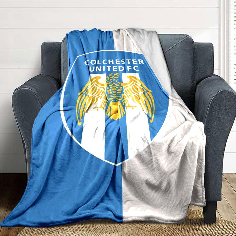 Colchester Utd FC Print Flannel Blanket High Quality Warm Comfortable Cover for All Seasons Perfect for Gifts Home Decor