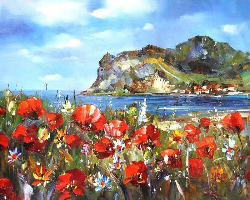 Алмазная живопись Новый Пейзаж Красные Цветы 5D Алмазная Вышивка Крестом Закат Панда Белый Тигр Животные Стразы Мозаика Настенное Искусство