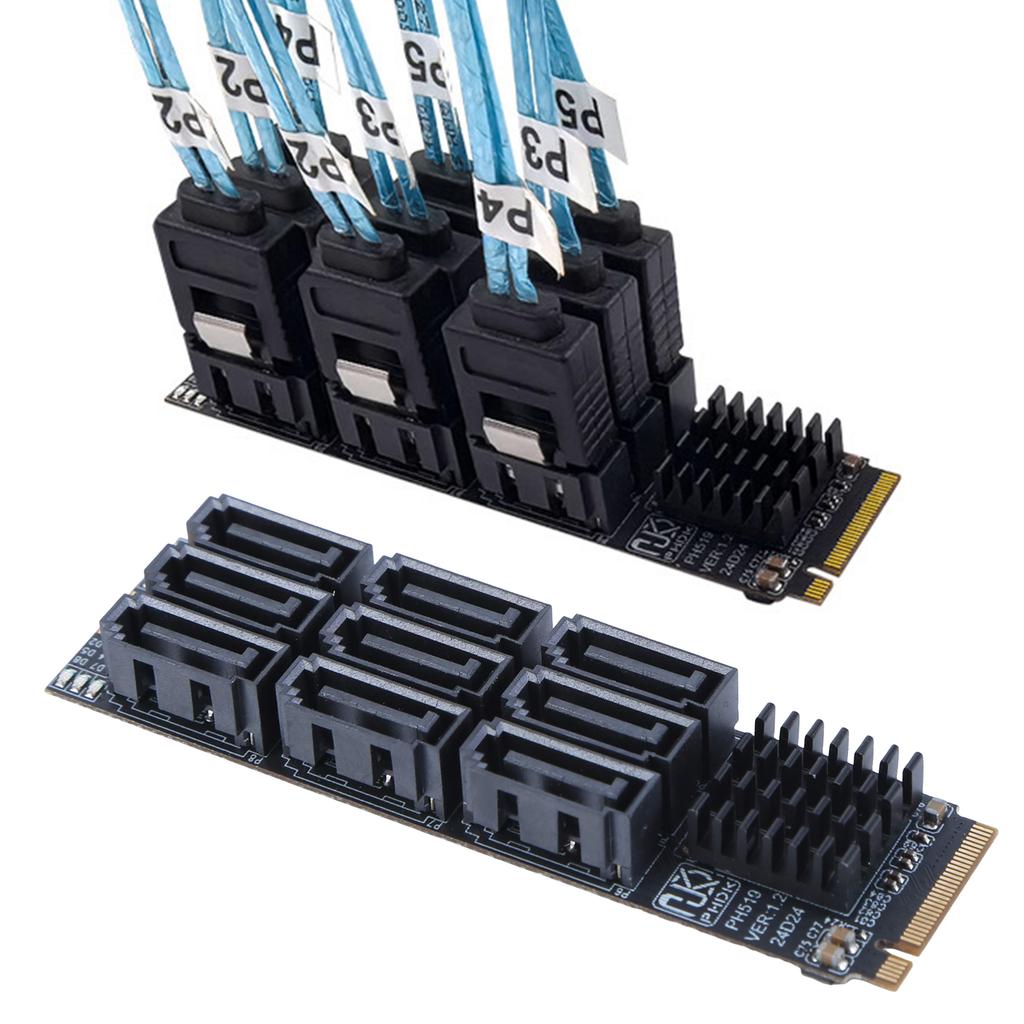 Адаптер M.2 M KEY NVMe на 9 портов SATA 3.0 6 Гбит/с Конвертер M2 NVME в SATA3.0 PCIE3.0 X2 Емкость жесткого диска Высокоскоростное расширение
