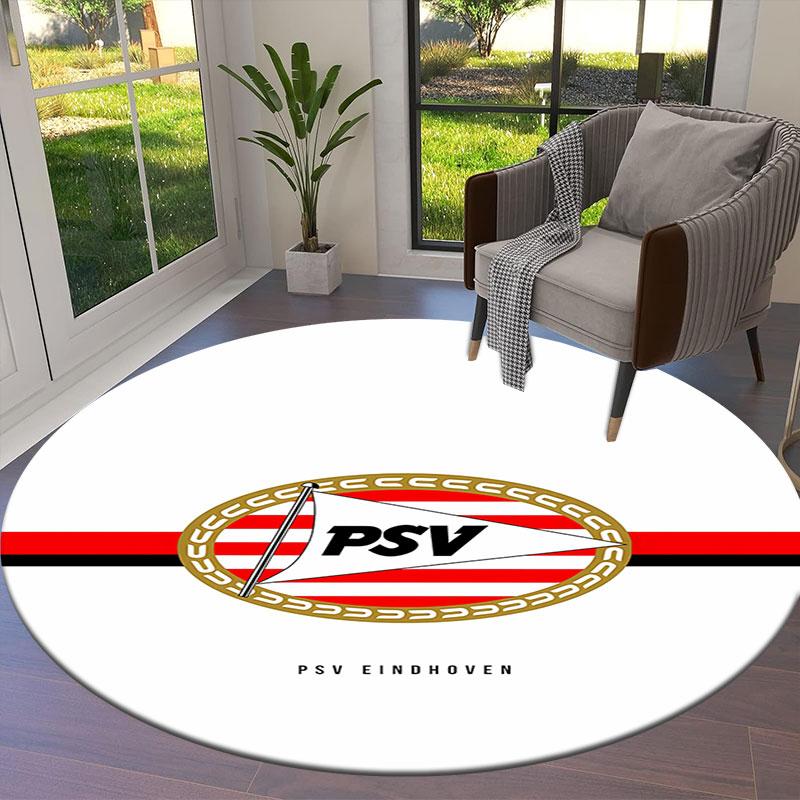 PSV Eindhoven Round Area Rug,Carpet Rug for Living Room Bedroom Sofa Playroom Decor,Non-slip Floor Mat