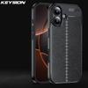KEYSION Shockproof Case for iPhone 17 Pro Max Soft Silicone Leather Texture Business Style Phone Back Cover for iPhone 17 17 Air