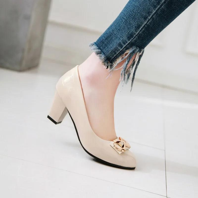 2024 Новые Туфли для Женщин Женские Туфли-лодочки С Круглым Носком Квадратный Каблук Женские Туфли На Высоком Каблуке Однотонные Туфли Для Женщин Zapatos Mujer