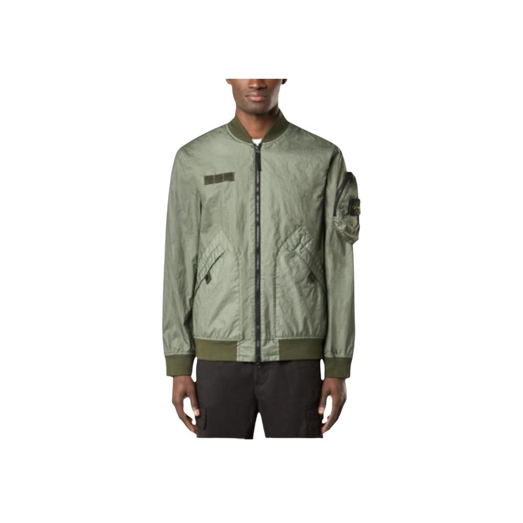 Stone Island Solid Color Baseball Collar Long Sleeve Zipper Pilot Jacket Men jackets Green K1S1541000-04S0A21-V0055