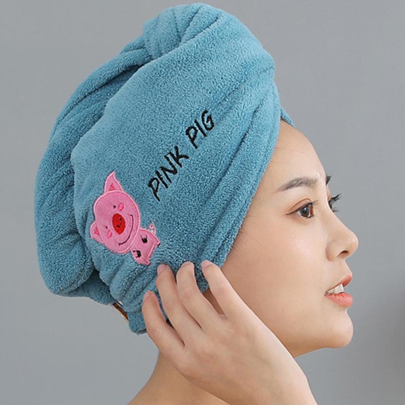 Волшебная шапочка для душа из микрофибры, двухслойное вышитое полотенце, шапочки для ванны, шапочка для сухих волос, быстросохнущая мягкая шапочка для леди, тюрбан