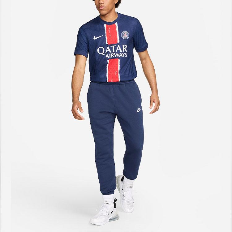 Nike Paris Saint-Germain с круглым вырезом и логотипом, модная повседневная футбольная рубашка с коротким рукавом, домашний матч 2024/25, мужские топы, синий, белый, FN8774-411