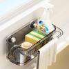 Настенный кухонный органайзер на присоске и с подвесной штангой для губки и кухонной салфетки