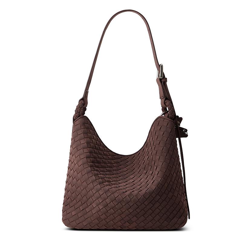 High-end Matte Hand-woven Single-shoulder Crossbody Tote Bag, Large-capacity Hand-held Shopping Bag for Commuting