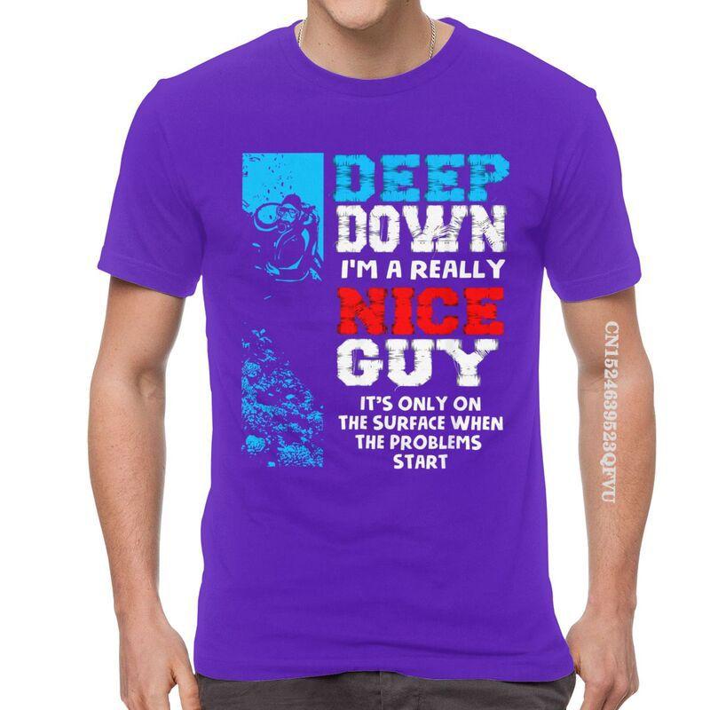 Funny Scuba Diving T Shirt Men Cotton Oversized T Shirts Deep Down Im A Really Nice Guy Tee Tops Novelty Tshirt EMO Men